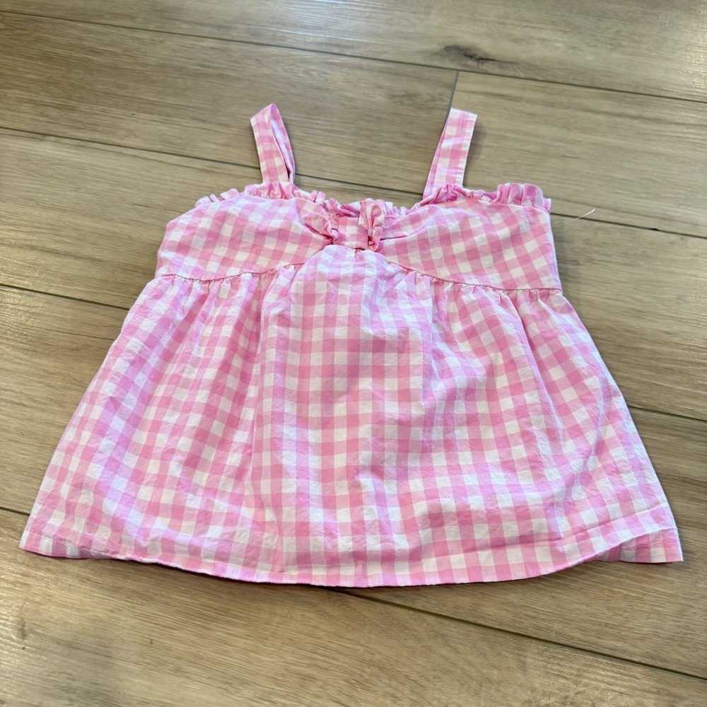 Janie And Jack Pink White Gingham Tank Top Size 8 Cute Summer Preppy Beach
